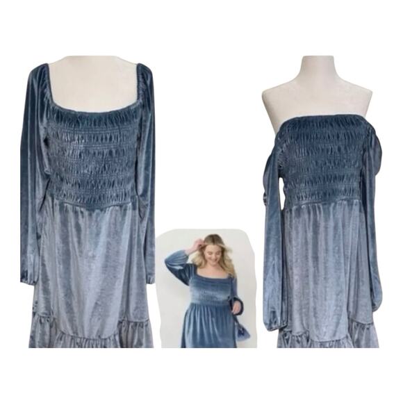 LC Lauren Conrad Smocked Velvet Mini Dress New Without Tags MSRP $64.00 - Picture 12 of 12